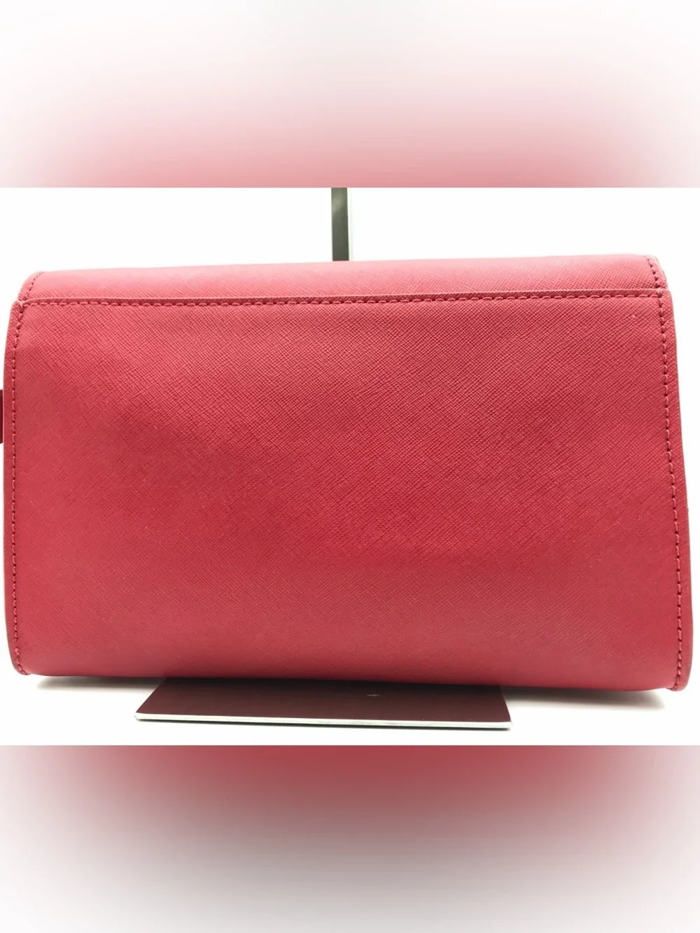 Tory Burch Red Saffiano Leather Crossbody Wallet On Chain Clutch Purse Gold Logo